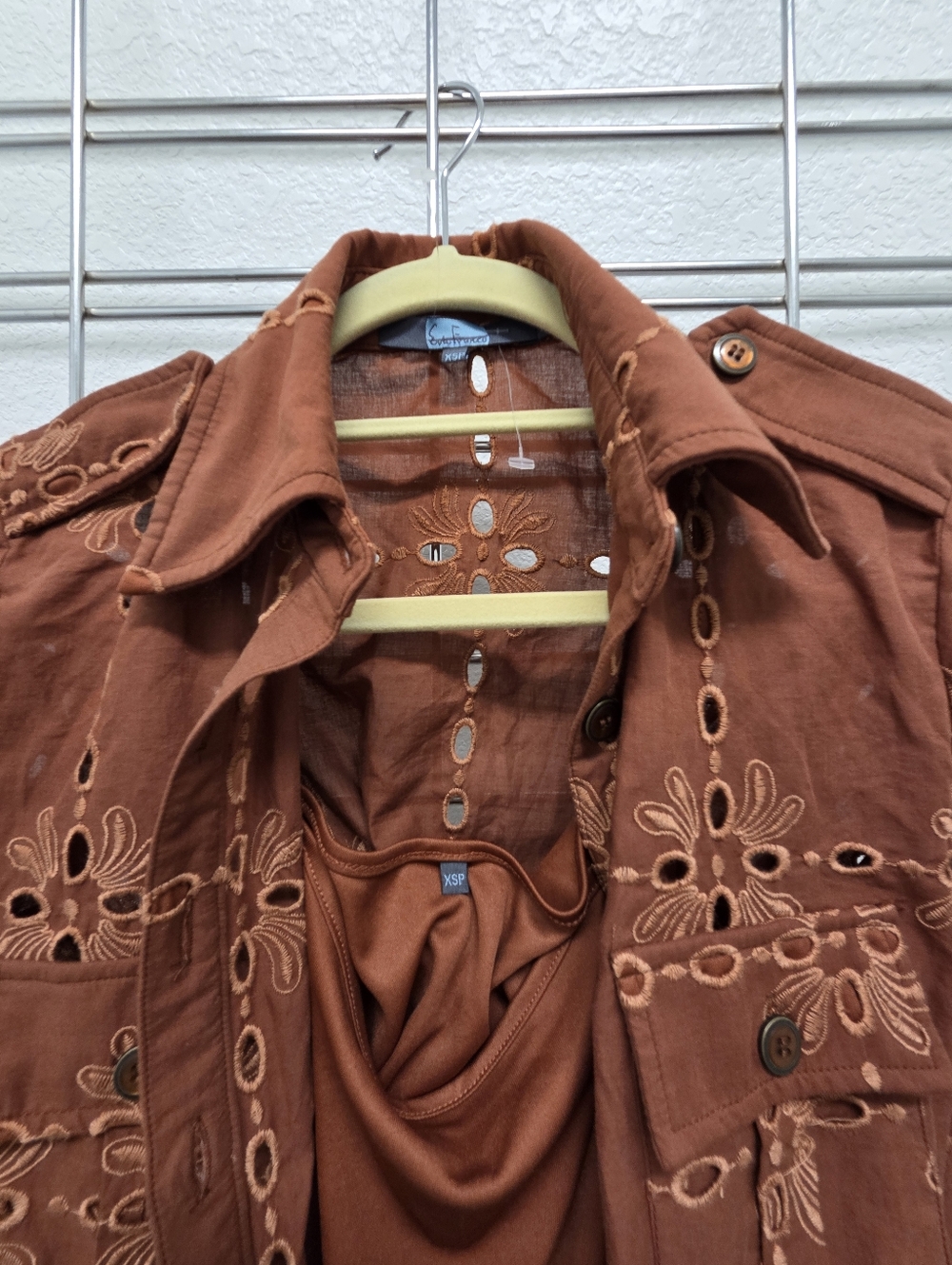 Eva Franco Rust Eyelet Button-Tier Dress - Picture 11 of 11